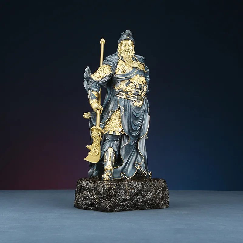 Brass Martial Saint Guan Gong ornament carrying knife Guan Gong God of Wealth Martial Fortune Buddha statue