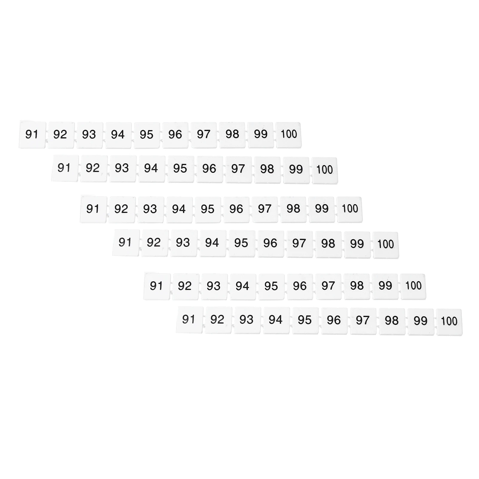 100PCS UK10N Terminal Block Marking Tape ZB10 Blank Number Label Identifier 91-100 Nylon Easy-Cut Marking Tape
