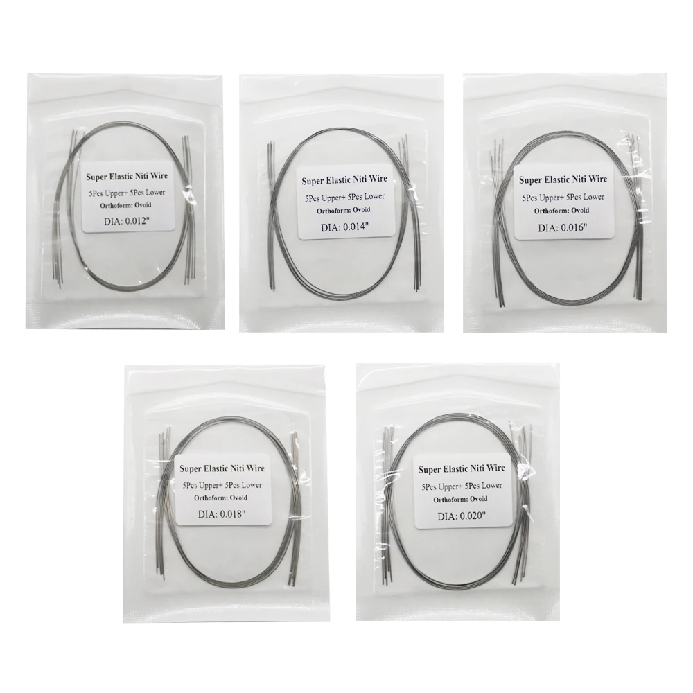1Packs 10pcs Dental Super Elastic NiTi Ovoid Form Wire 012 014 016 018 020 (Half upper+Half lower)