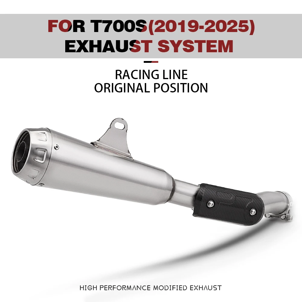 

Motorbike Slip On Line Exhaust Kit Middle Pipe Escape Arro Muffler with DB Killer For T700S 2019-2025