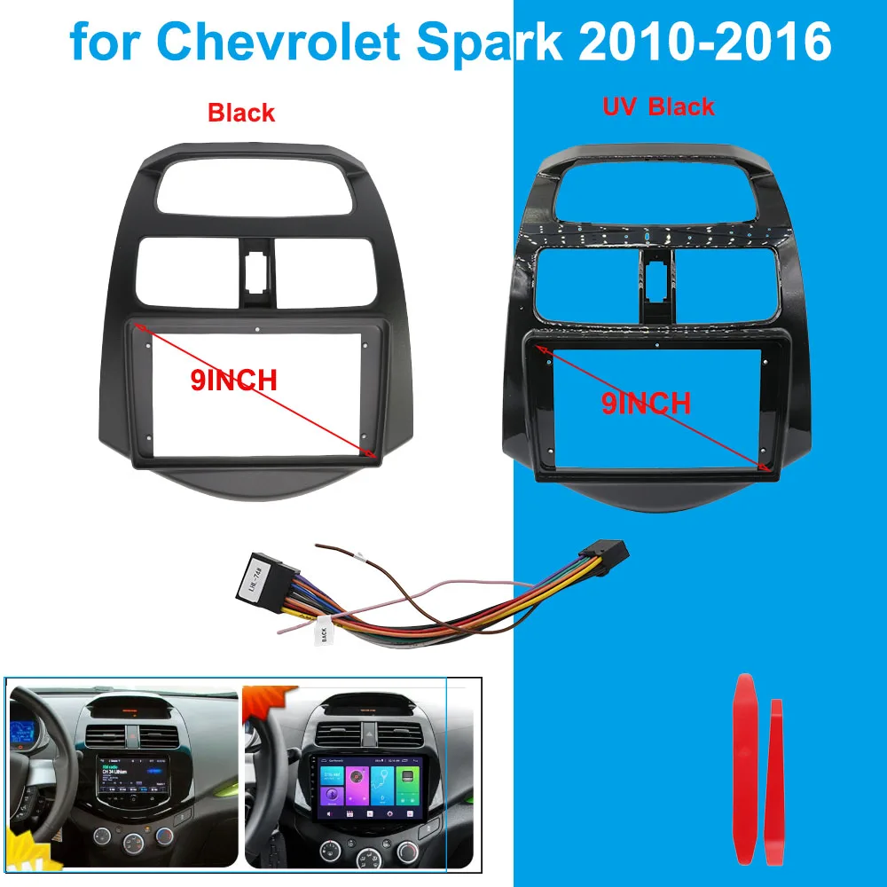 

9 Inch Radio Fascias for Chevrolet Spark 2010-2016 Double Din DVD Stereo Panel Dashboard Refitting Installation Frame