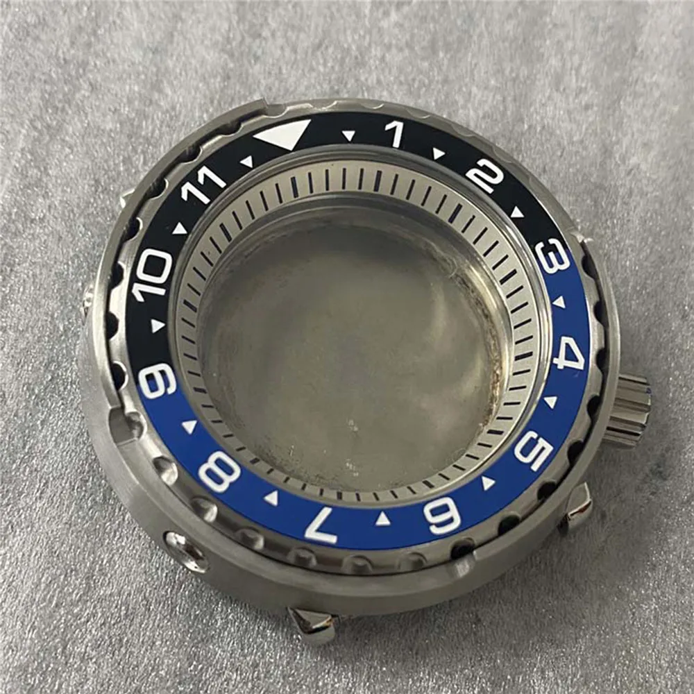 45mm Tuna Canned Watch Case Ceramic Bezel Mineral Glass Steel Shell White Inner Ring For NH35/NH36 Movement