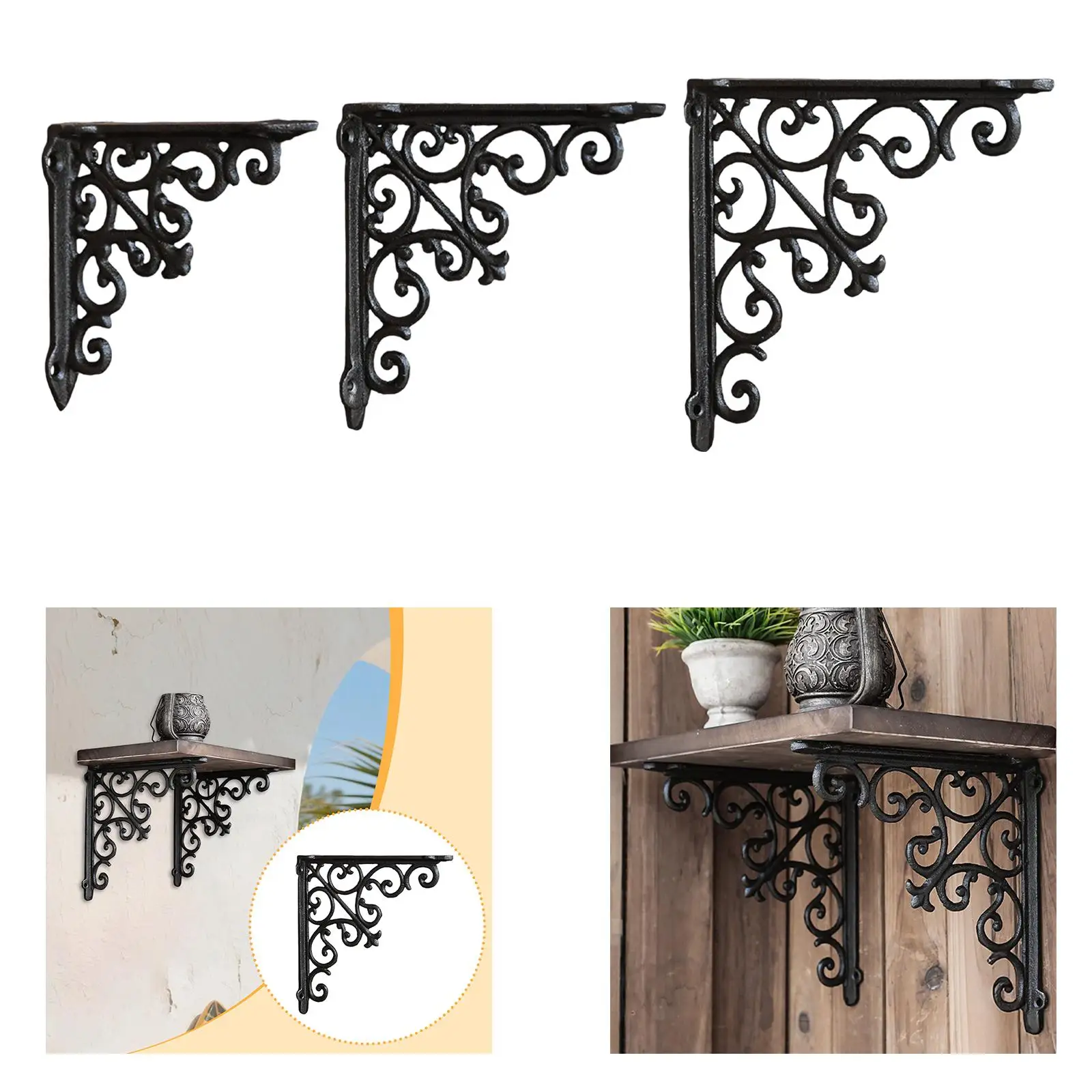 Decorative Shelf Bracket Supporter Wall Mount Rustic with Screws Heavy Duty Sturdy Shelving Bracket for Kitchen Bedroom Home