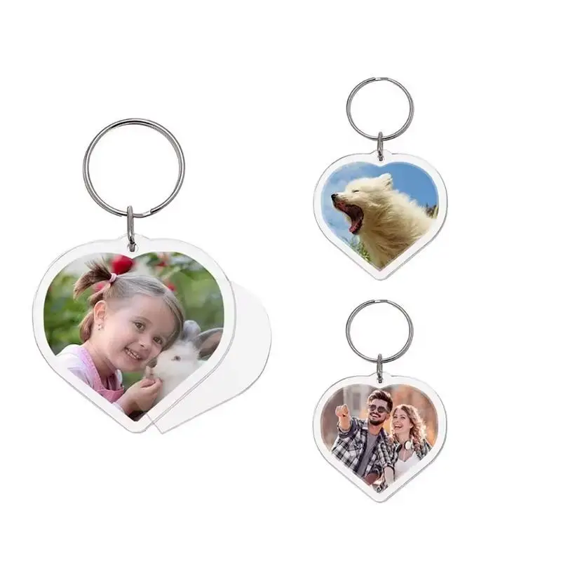 5 Stück Transparente Acryl-Schlüsselanhänger, Niedliche Leere Fotorahmen-Anhänger, Modische Vielseitige Schlüsselanhänger, Geschenk zum Hochzeitstag für Paare – Detail 5