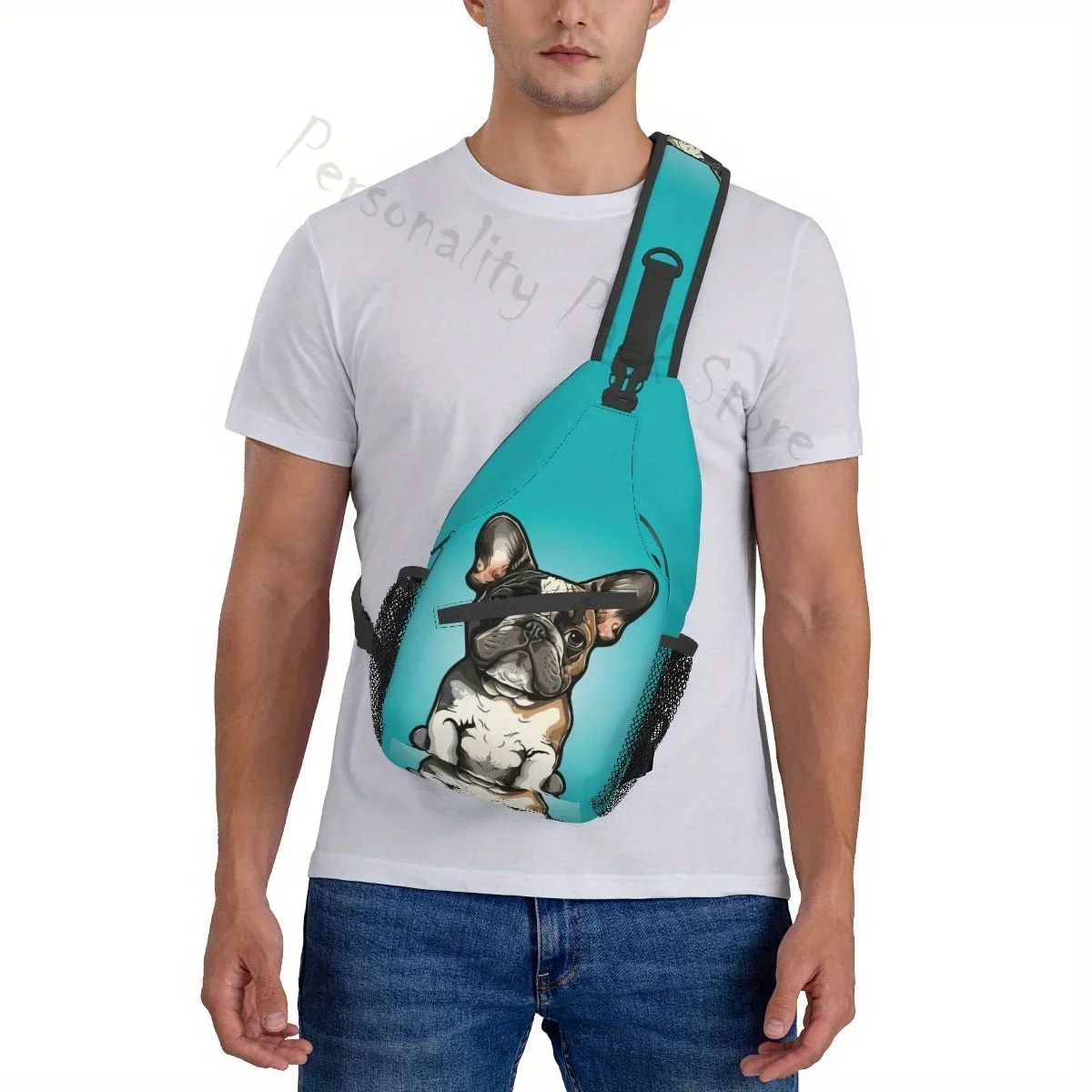 Fashion French Bulldog Crossbody Sling zaino uomo Frenchie Dog Shoulder Chest Bags per viaggi in bicicletta