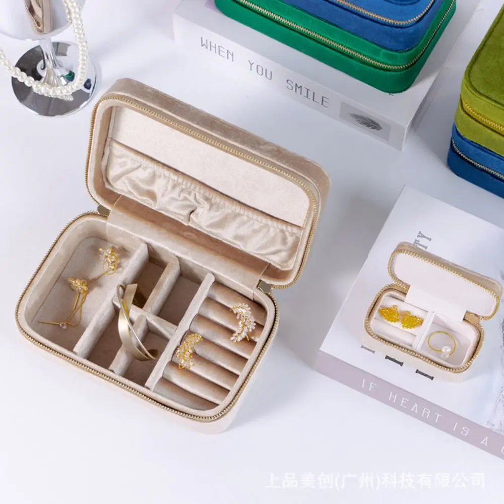 Detachable Velvet Jewelry Organizer Box Small Box Multiple Compartments Travel Jewelry Case Thicken Comfortable Touch