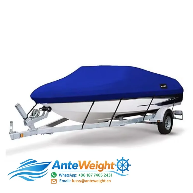 Heavy Duty 600D Oxford Fabric Boat Cover,  Waterproof Boat Cover, Heavy Duty UV Resistant Marine Grade Outboard Cover Compatible