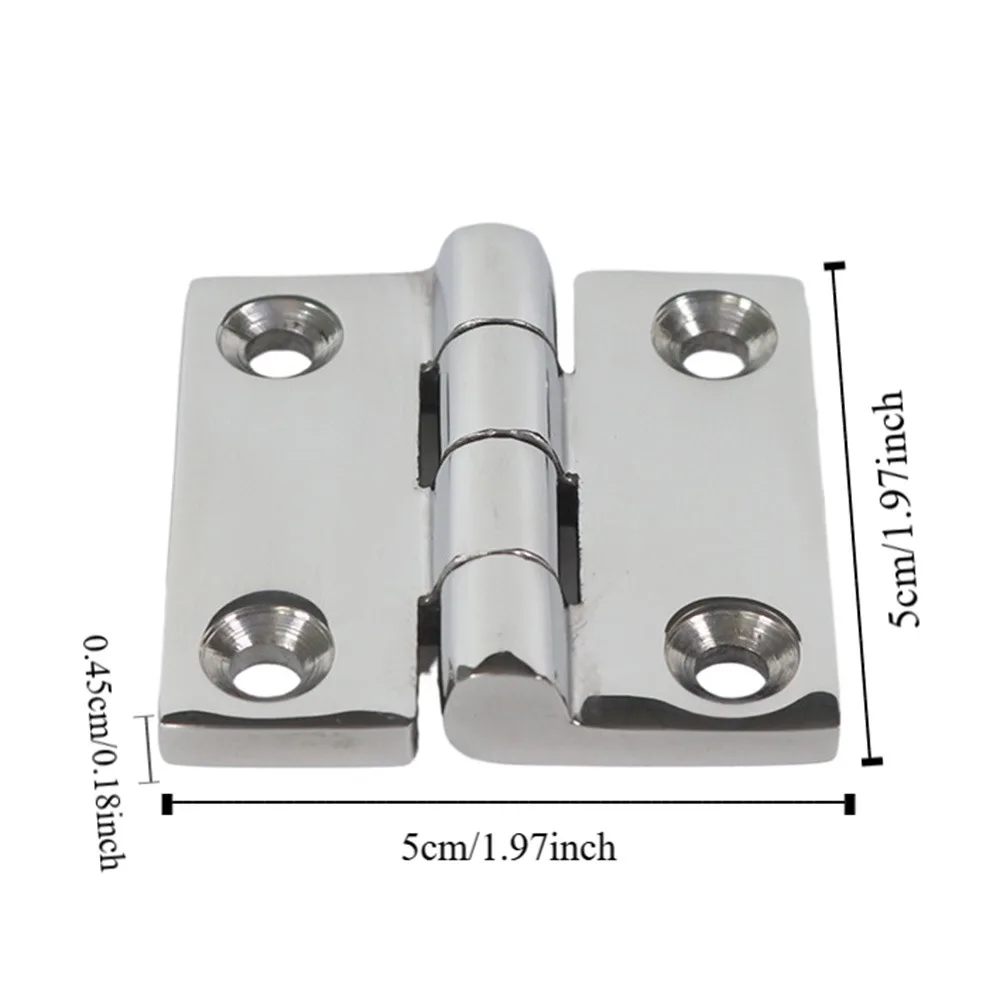 

38/40/50mm Stainless Steel Butt Hinge Solid Cast Mirror Polish Square Casting Hinge with 4 Holes Heavy Duty Boat Hinges