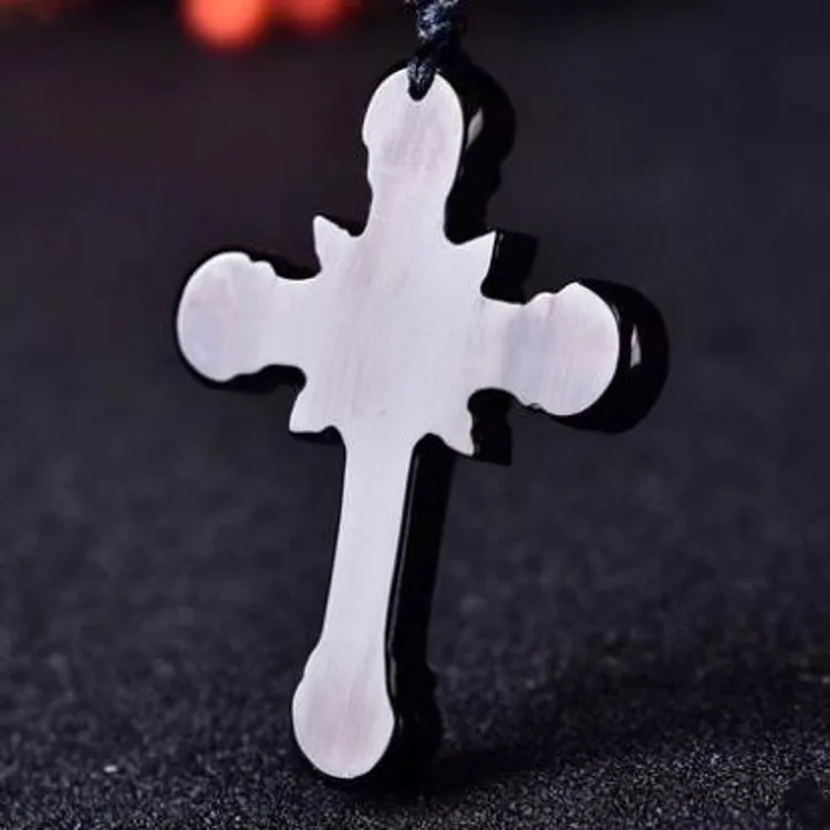 Natural obsidian pendant for men and women pendant Jesus cross Christian Jesus necklace manufacturers wholesale