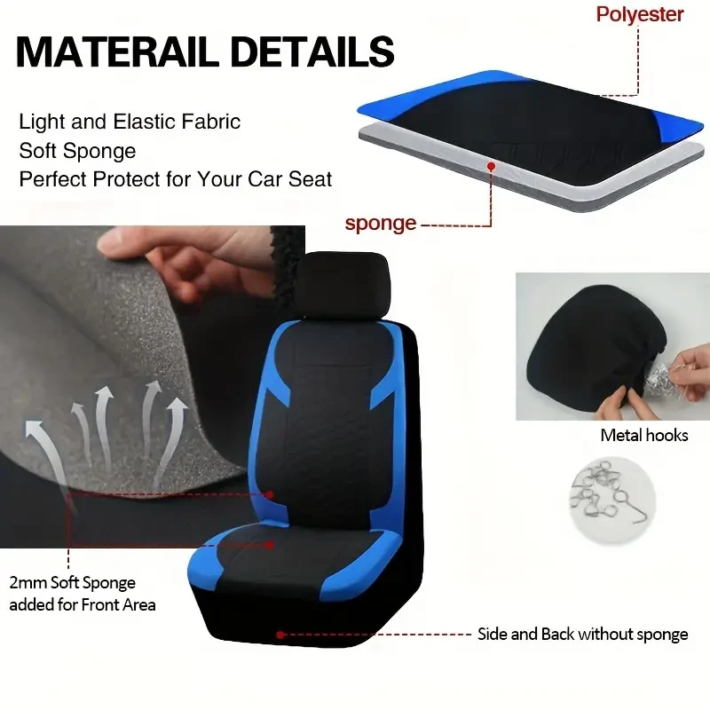 العالمي مقعد السيارة يغطي البوليستر شبكة النسيج العسل التطريز مقعد يغطي لسيارة SUV عربات شاحنة الملحقات الداخلية #5