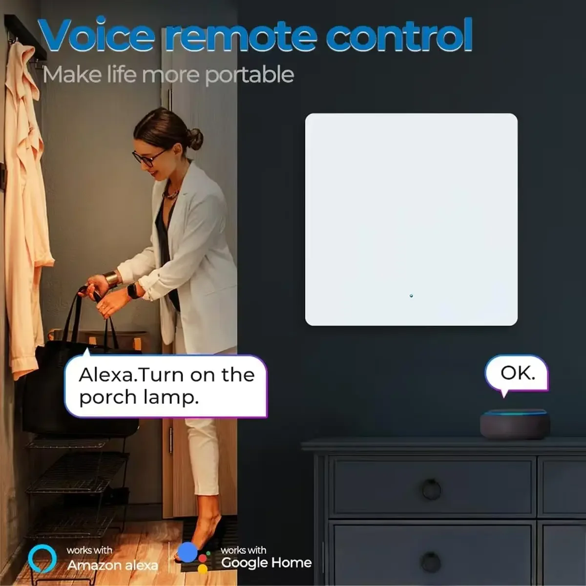 Tuya Smart Switch WiFi Push Button Wall Light Switches EU مع/بدون سلك محايد متوافق مع Alexa Google Home Alice Smart Home