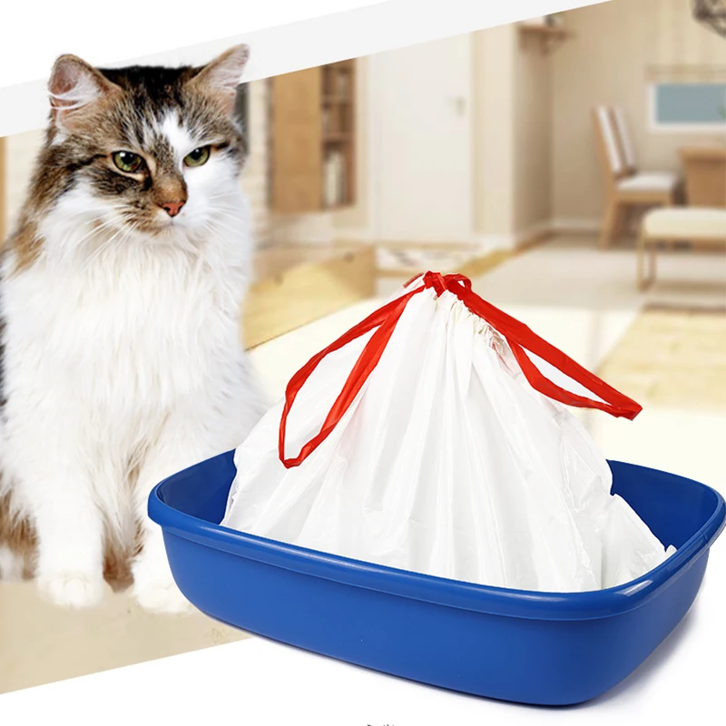 Extra Thick Drawstring Litter Box Liners, Heavy Duty Cat Litter Bags for Jumbo Box, Leakproof Puncture Resistant Pet Waste Bags