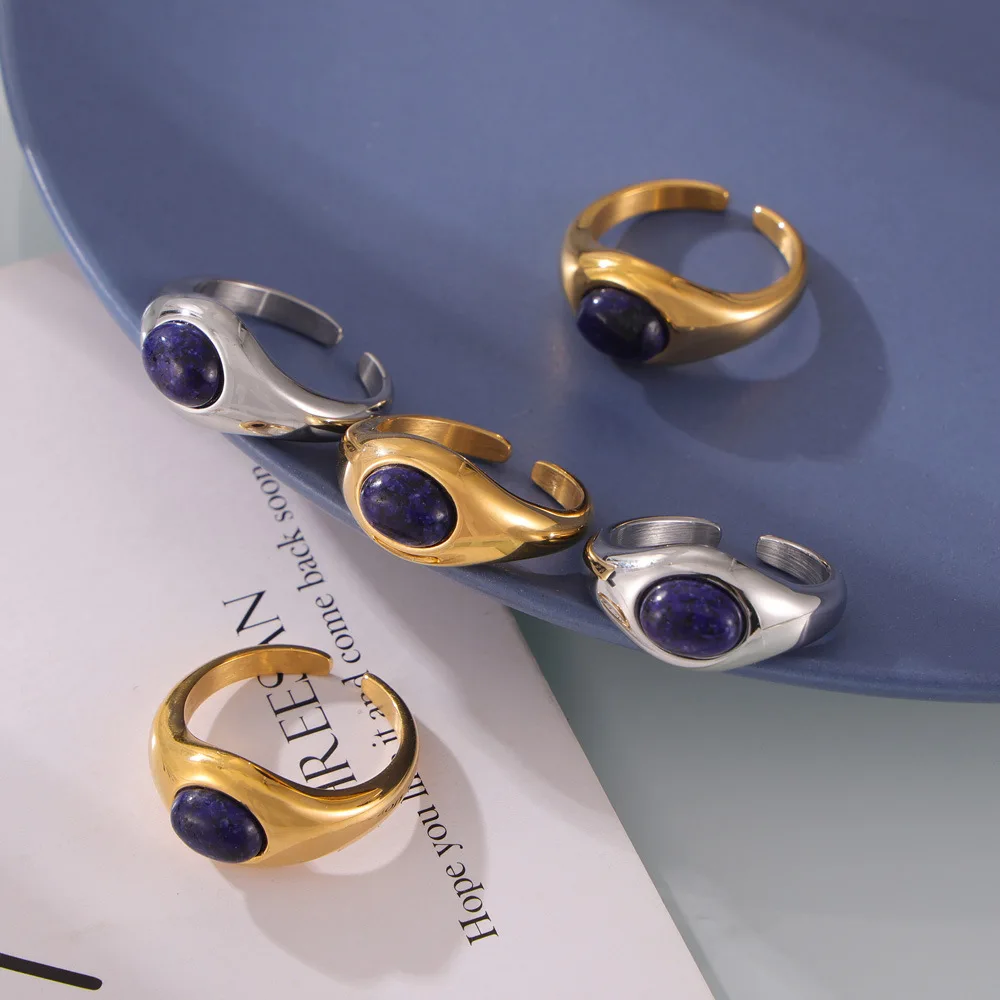 여성용 반지 천연석이 박힌 심플하고 틈새시장을 형성하는 디자인 스테인레스 스틸 패셔너블하고 다재다능한 주얼리 액세서리