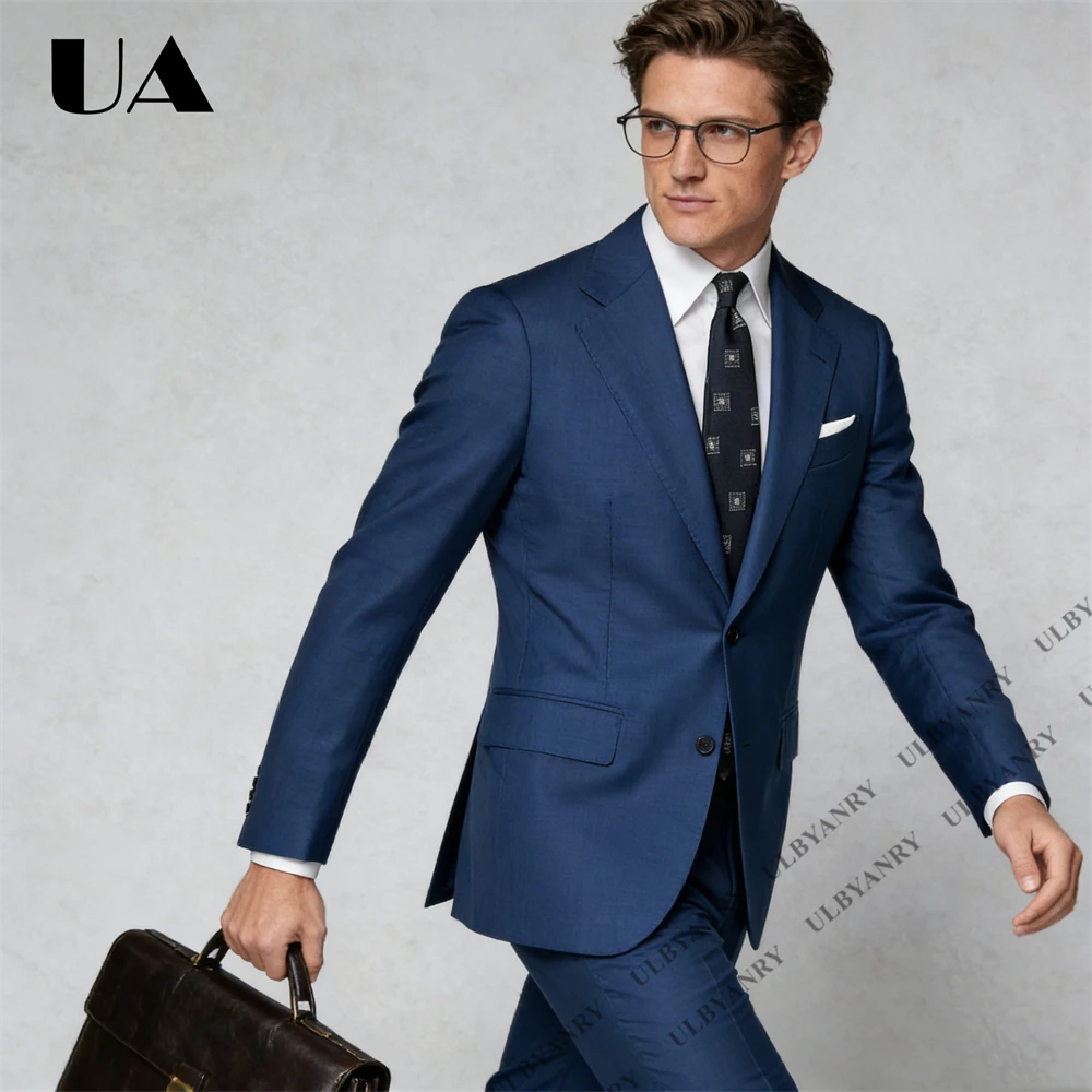 

ULBYANRY Men's Business 2 Piece Suit Set Including Jacket & Pants, Size XXS-7XL Tailored Formal Suit, Basics Slim Fit Tuxedo
