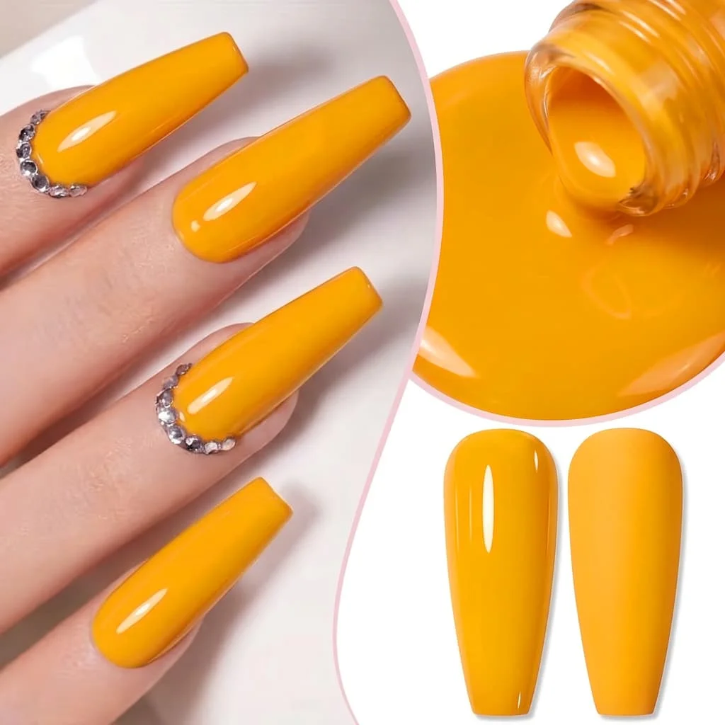Hassleless 4-Piece Set of Nail Polish Gel 15ml Large Capacity Black, White, Orange, Navy Solid Color Nail Polish Gel High Saturation Long-Lasting Nail Polish Salon Home DIY Nail Art Set 5