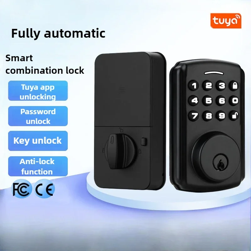 Automatic American Combination Lock Tuya APP-password-key Smart Lock Suitable for 35-55mm Thick Doors Entry Doors