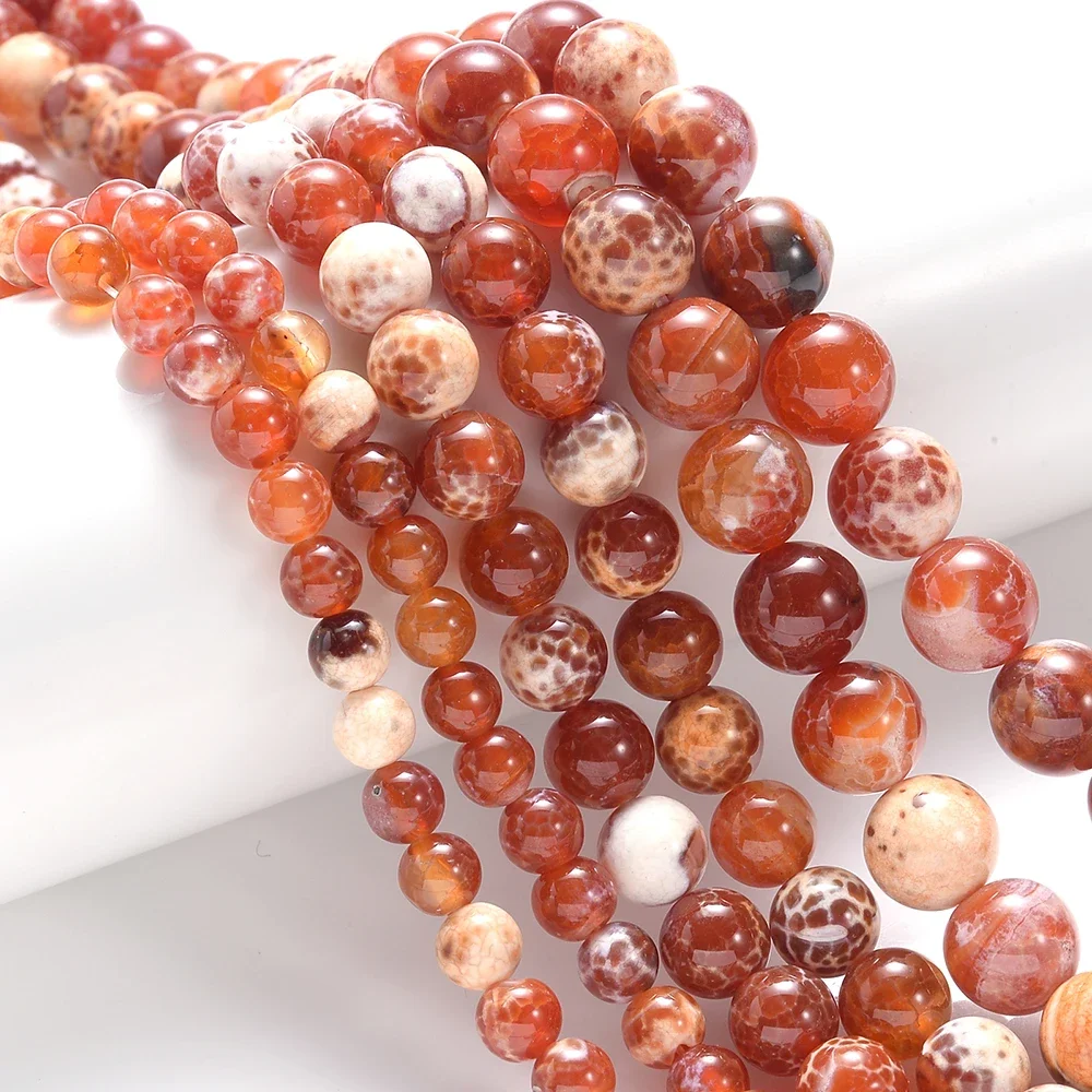 6 8 10 mm Natursteinperlen Orange Sonnenstein Spacer Lose runde Perlen für Schmuckherstellung DIY Armbänder Zubehör