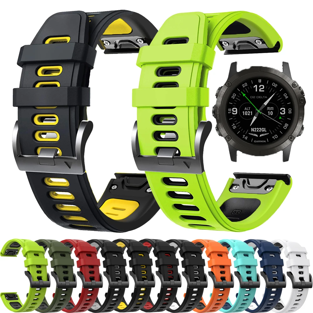 Cinturino in Silicone bicolore QuickFit 22mm 26mm per Garmin Fenix 7X 6XPro 5X 5 Epix Pro 2 Quatix 7 6 5 965 cinturino cinturino per orologio