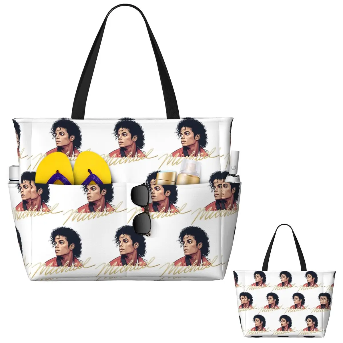 Michael Jackson Fan Tribute Design Beach Tote Bag Sport Gym Yoga Duffle Large Tote Bag Women Travel Bag Fitness bag