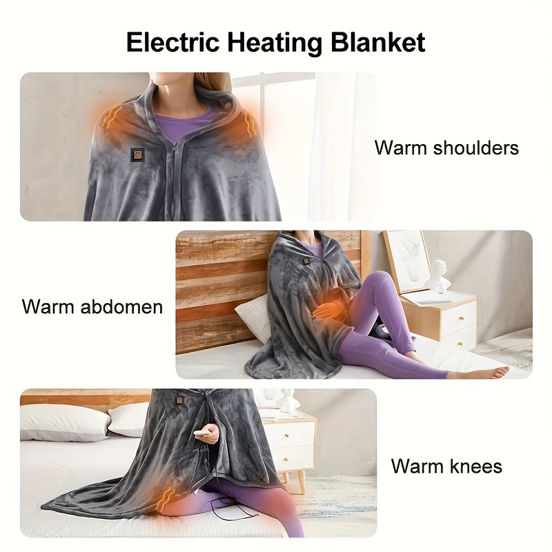 USB Electric Heated Blanket 3 Heating Levels Fleece Heated Blanket Portable Throw Over Blanket for Household and Office New