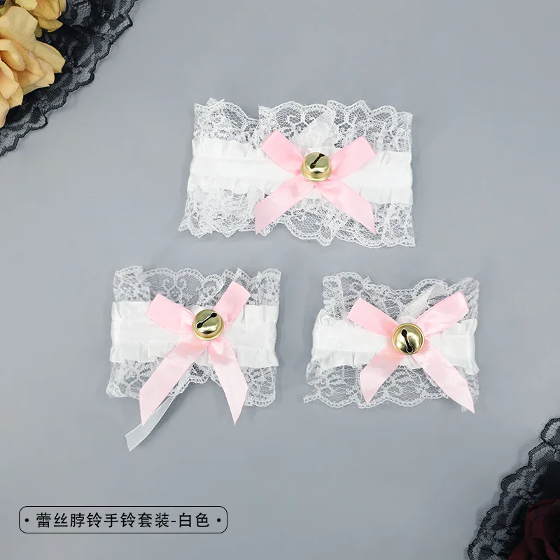 ロリータレースリボンフリルハンドスリーブ手首甘い取り外し可能なチュールブレスレットとベルリストバンド日本のメイドコスプレアクセサリー