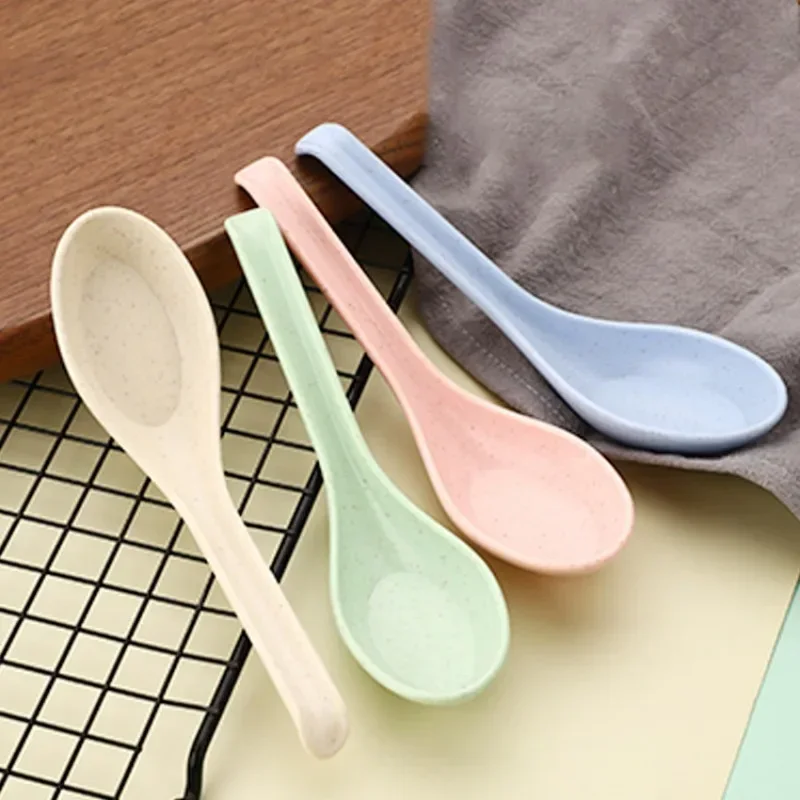 1PC Wheat Straw Soup Spoon Kids Soup Spoon Portable Tableware Eco Friendly Flatware Kitchen Tool