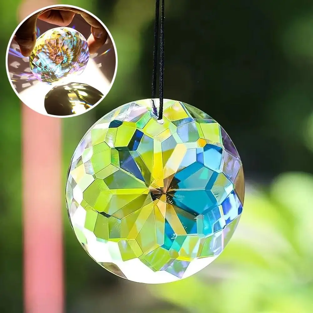 Round Shape Mandala Suncatcher Hanging Design Clear Crystal Glass Prism Sun Catchers DIY Crafts Crystal Prism Pendant - view 5