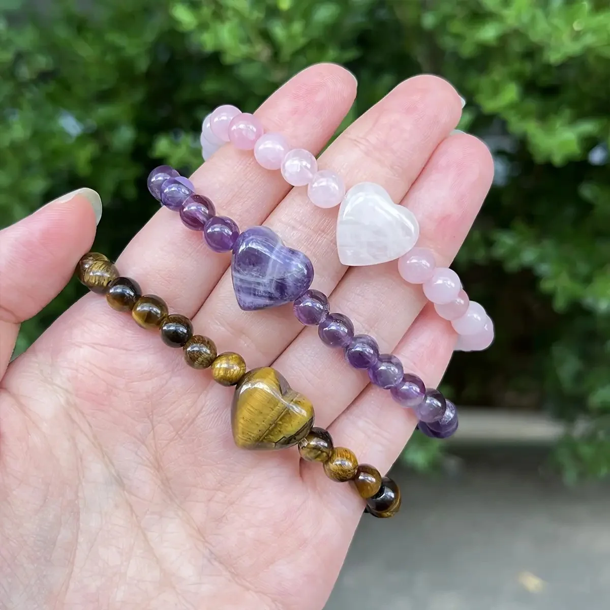 Bracelet en cristal naturel, œil de tigre, améthyste, quartz rose, bracelet de guérison en perles, bijoux de méditation pour femmes, cadeau