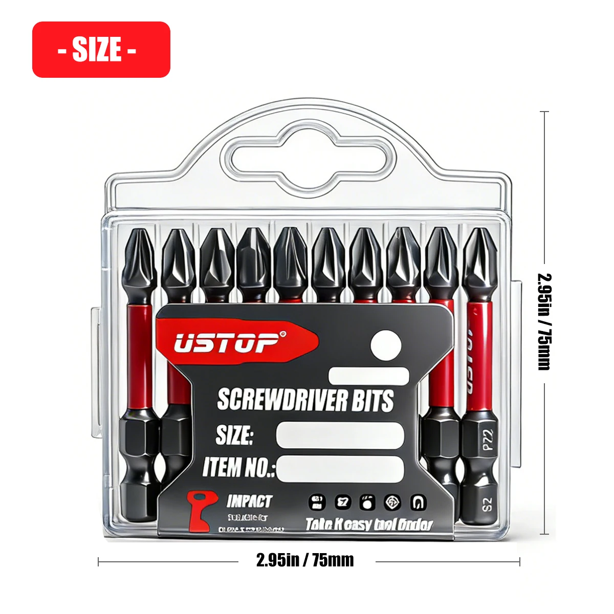 Ustop, Cross Screwdriver Bits, Upgraded 10-Piece Boxed Magnetic Pz2 Screwdriver Bit Set, with Separate Storage Box, Industrial-Grade S2 Steel, 50mm Universal Ph2 Screwdriver Bits, Quick Bit Change, Household DIY Woodworking and Renovation Tool Accessories