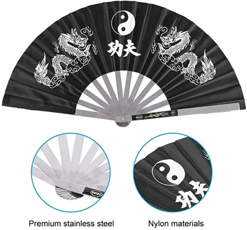 

Folding Fan China Traditional Stainless Steel Tai Chi Fan Kung Fu Martial Art Gym Show Decorate Fan Fitness Wushu Accessories