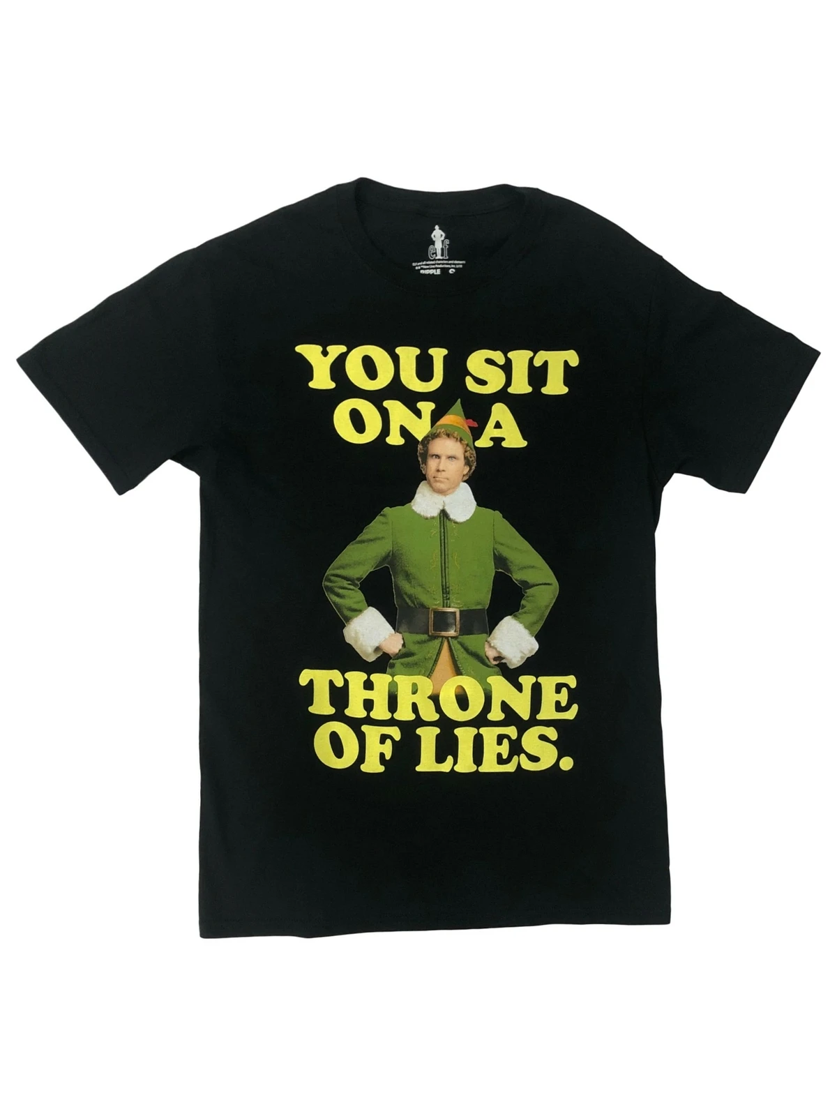 Elf Mens Black You Sit On A Throne Of Lies Christmas Holiday T ShirT