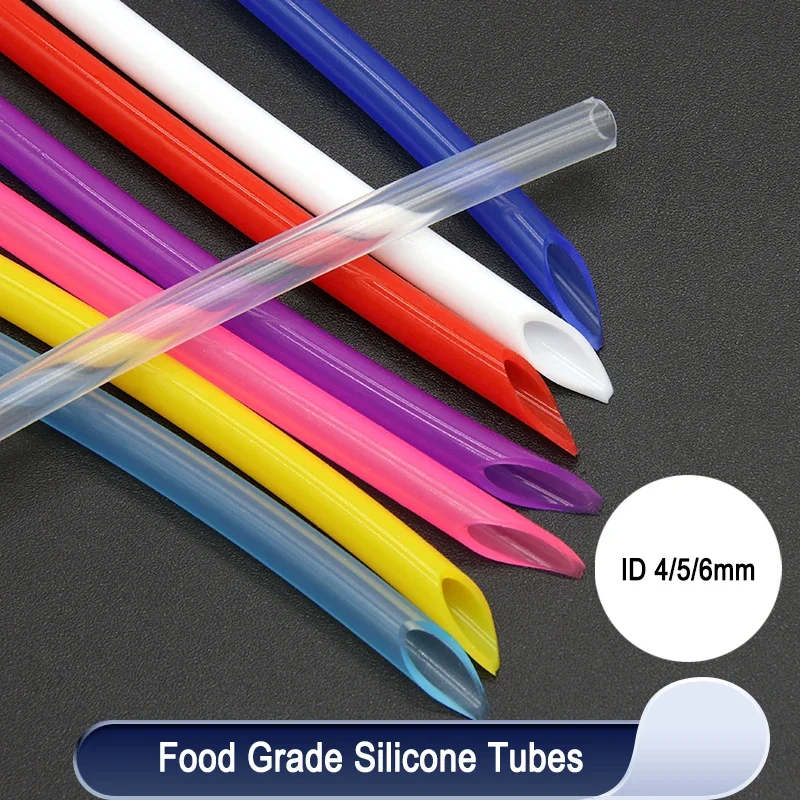

1/5/10M Flexible Silicone Tube Colorful ID 4 5 6mm Car motorcycle Nontoxic Soft Rubber Water Pipe Food Grade Hose
