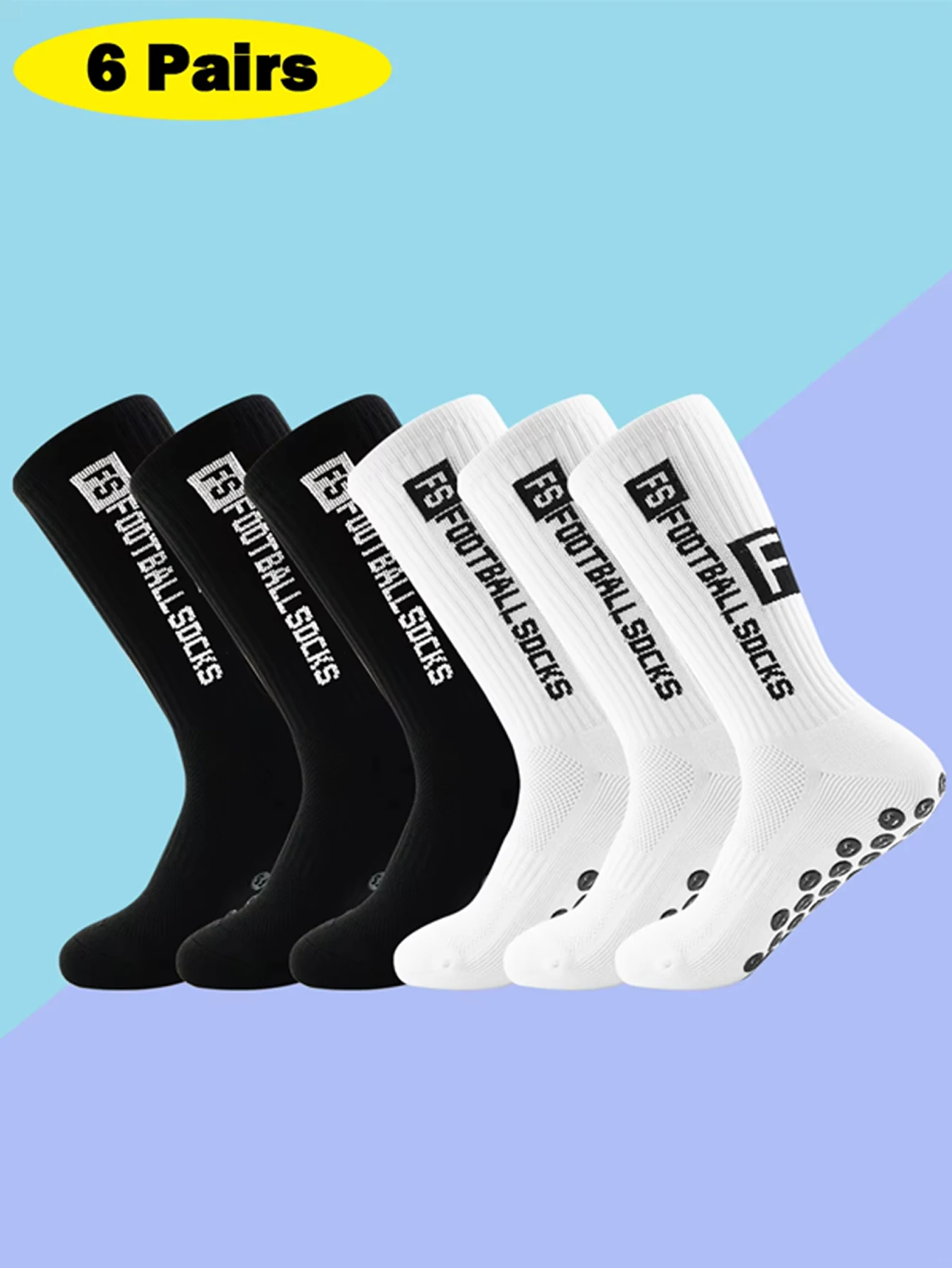 

6 Pairs Non Slip Grip Socks for Men Women Football Basketball Baseball Rugby Soccer Cycling Running Hiking Tennis Skateboard