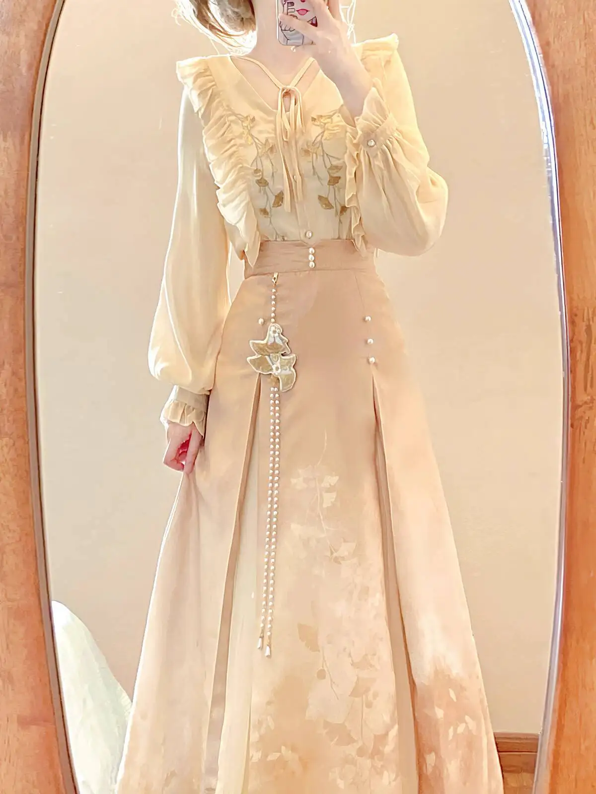 

Дизайнерский подарок, осенний вечер, китайский стиль, улучшенные элементы ханьфу, повседневный новый наряд для девочек в китайском стиле