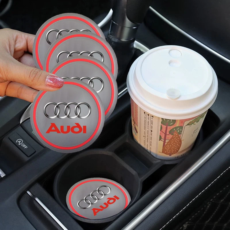 2pcs Car Silica Gel Water Cup Pad Waterproof Anti-slip Mat For Audi A1 A2 A3 A4 A5 A6 A7 A8 Q1 Q2 Q3 Q4 Q5 Q6 Q7 Q8 TT RS3 S5 B8