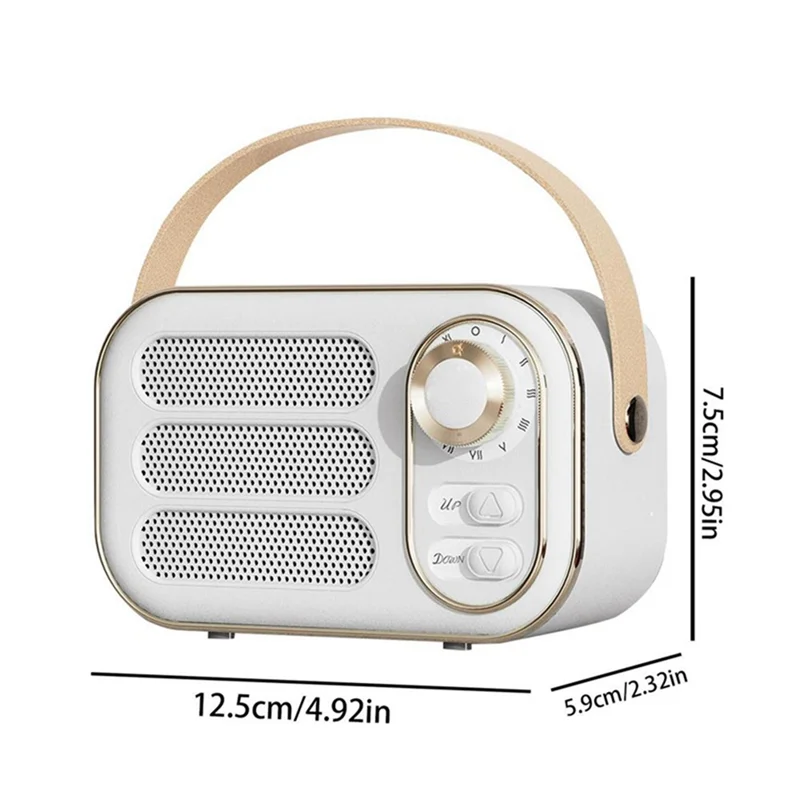 Retro ลําโพง 360 สเตอริโอบลูทูธมินิลําโพงวิทยุวินเทจตกแต่งบ้านกล่องเสียงสําหรับกลางแจ้งสีขาว