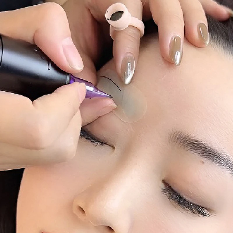 10 יחידות מדבקת העברת פעולה אמיתית לקעקועים עם הדפס עור, קו גבות מיקור, תרגול קעקועים קבוע למתחילים מסיליקון