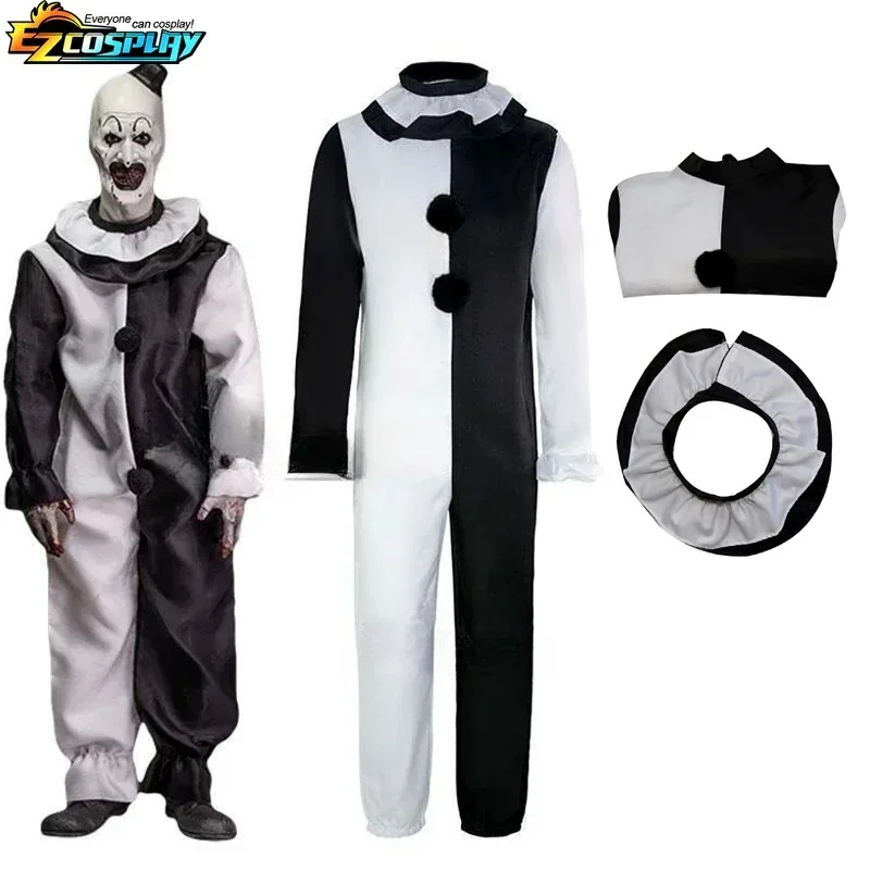 Art The Clown Cosplay Movie Terrifier 2 Art The Clown Costume Cosplay Tuta Maschera Costumi di Halloween Maschera per Uomo Donna