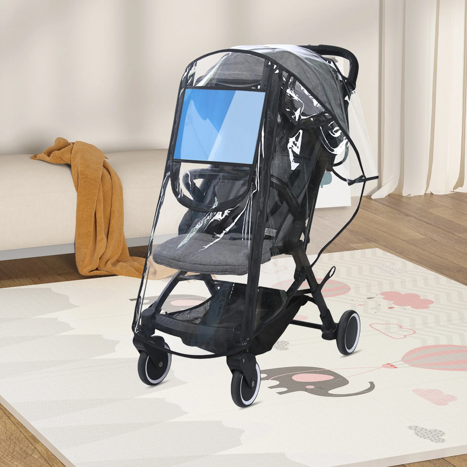 Cochecito transparente cubierta de lluvia transparente a prueba de viento impermeable cochecito de bebé protección contra la intemperie cochecito ajuste Universal
