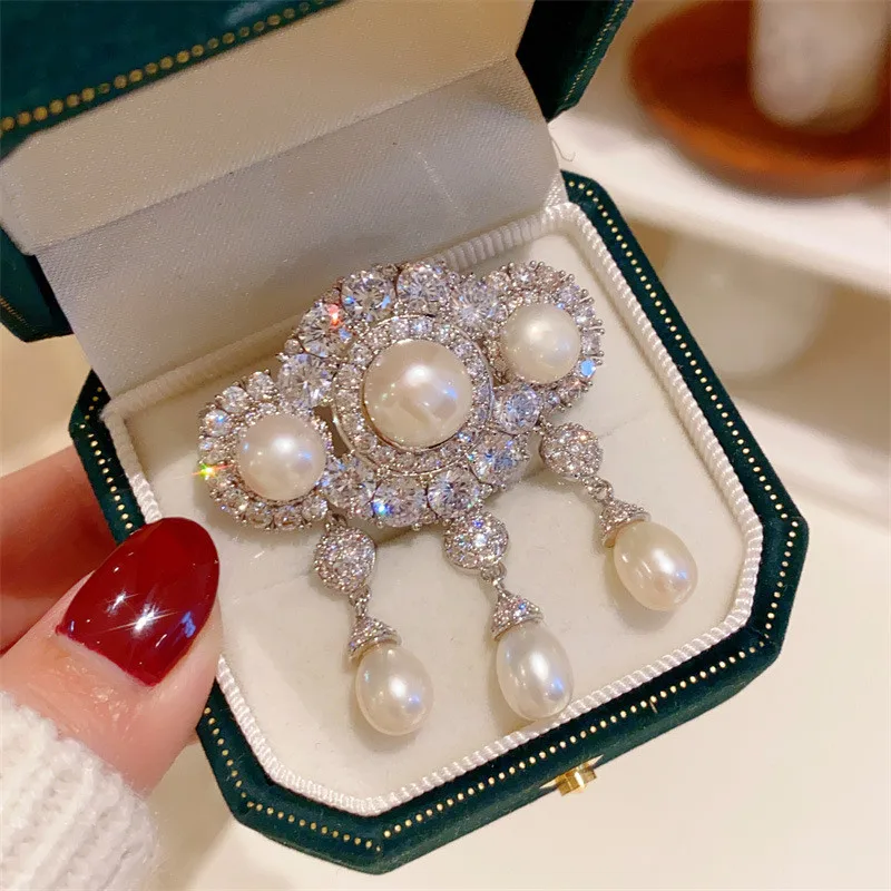 

CC булавки для костюма Frashwater Pearl винтажные броши элегантный корсаж блестящий цирконий булавка для одежды роскошный кардиган шаль пряжка B125