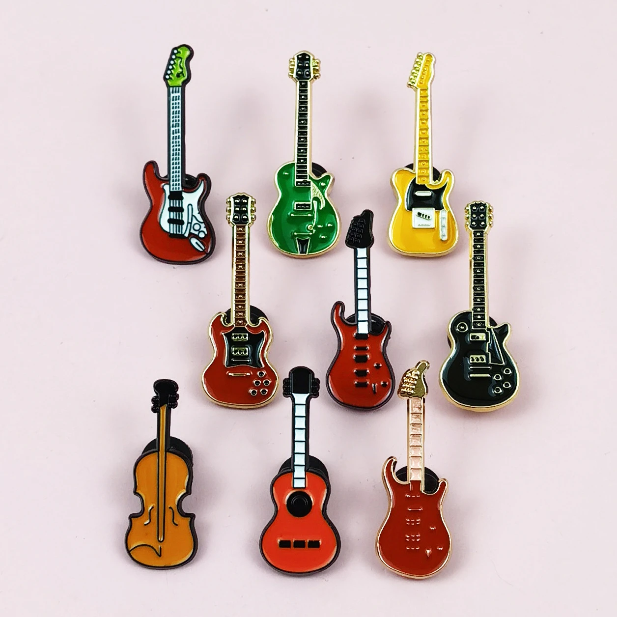 Rock Guitar Pin Badge - Unique Cartoon Style Metal Emblem Music Series Fashion Accessory for Backpacks Available Now