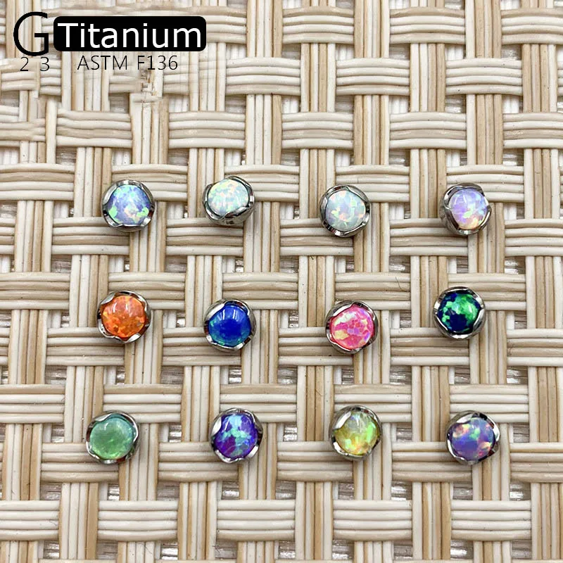 G23 Titanium Lip Nail Internal Thread 12 Colors Opal Piercing Jewelry Men's And Women's Fashion Versatile Earrings