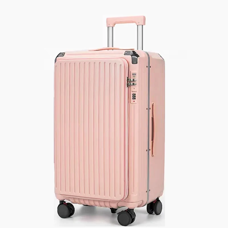 Maleta con marco de aluminio de cinco ruedas, nuevo equipaje con apertura lateral y portavasos USB, cubierta de carrito, maletas de viaje de gran capacidad, maleta viaje cabina