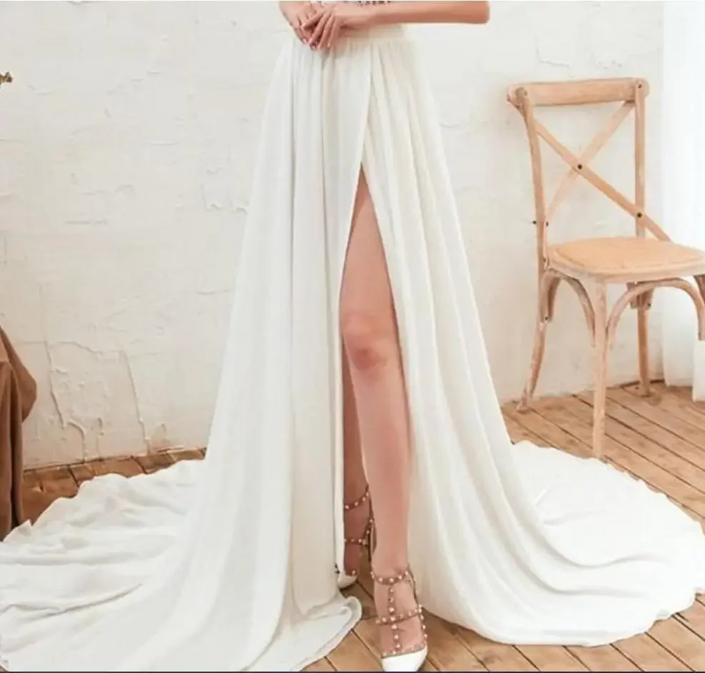 

Chiffon with Slit Romantic Design Bridal Ball Gown Long Train Skirt Custom