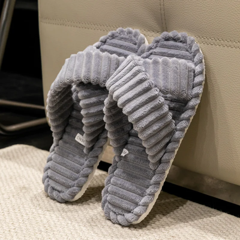 Men's Solid Color Household Crossover Slippers Indoor Bedroom Wooden Floor Quiet Lightweight Breathable Comfortable Home image 3