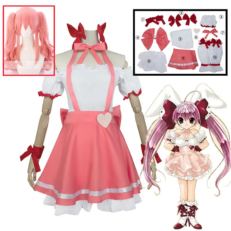 Usada Hikaru Cospaly Dresses Anime Di Gi Charat Rabi en Rose Cosplay Costume Girl Pink Skirt Top Bow Halloween Cosplay Set