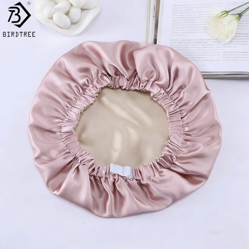 

Шелковая шапочка Birdtree из 100% натурального шелка, женская двухслойная ночная шапочка для сна, чистая шелковая повязка для волос, эластичная повязка на голову, новинка весны 2026 A61714JF