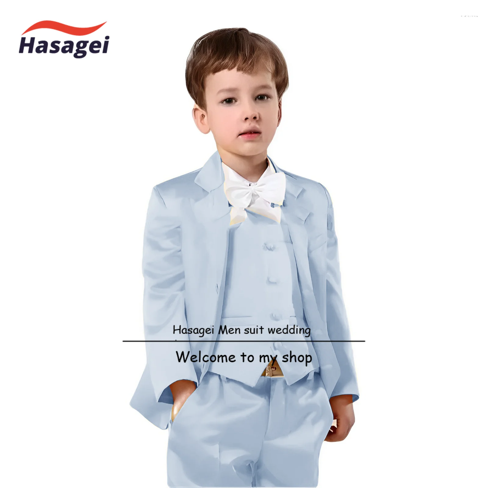 Formal Boys Suits 3 Pieces Jacket Vest Pants Boy Tuxedos Notch Lapel Blazer Latest Fashion Kids Suits for Wedding Prom Party
