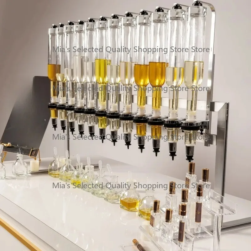 Precision Perfume Dispenser Bottle Series 12 Head Transparent Glass with Stainless Steel Pump Fragrance Sampling Container