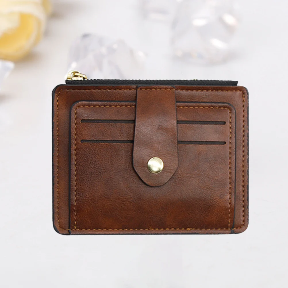 

Brown PU Card Holder Multi-Card Wallet Zipper Buckle Style Durable Women Fashion Wallet Clutch Purse Coin Organizer